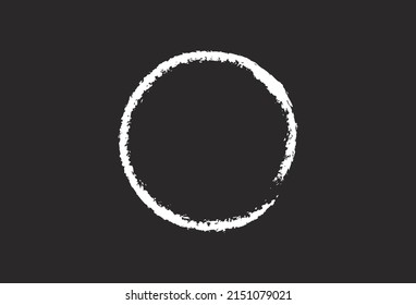 Gráfica vectorial de la tinta blanca redondeada con pincel sobre fondo negro. elemento dibujado a mano con textura gruesa.