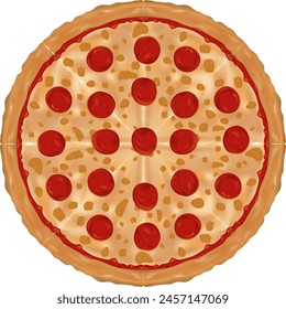 Vector graphic of a whole pepperoni pizza.