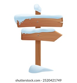 Vector graphic of wooden arrow signs with snow, great for winter and holiday themes.