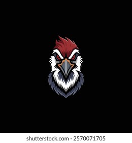 Vector graphic of a woodpecker character icon with an angry expression. This vector is perfect for company logos, t-shirt designs, templates, banners, templates, branding, wallpaper, and decorations, 