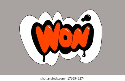 palabra gráfica vectorial - wow, lettering, sticker
