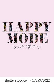vector graphic with wording filled with millefleur pattern, handwritten quote