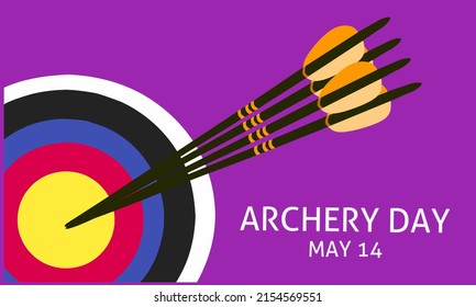 Vector graphic of world archery day for world archery day celebration. flat design. flyer design. flat illustration. May 14.