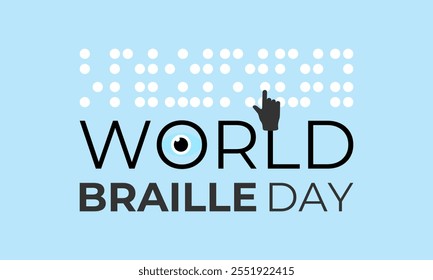 Vector gráfico del Día Mundial del Braille el 4 de enero. Braille ciego por leer un libro. Cartel de Anuncio, volante y Plantilla de diseño de fondo. Ilustración vectorial. Eps 10.