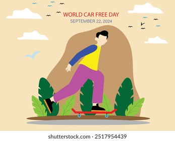 Vector graphic of world car free day, good for world car free day celebration. Flat design. Flyer design. Flat illustration.