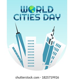 Gráfico vectorial del día de las ciudades del mundo para la celebración del Día de las Ciudades del Mundo. diseño plano. diseño de volante.ilustración plana.