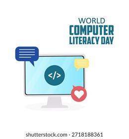 Vector gráfico del Día Mundial de la Alfabetización Informática ideal para la celebración del Día Mundial de la Alfabetización Informática