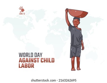 vector graphic of world day against child labor good for world day against child labor celebration. flat design. flyer design.flat illustration.