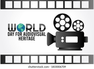 gráfico vectorial del día mundial del patrimonio audiovisual bueno para el día mundial de la celebración del patrimonio audiovisual. diseño plano. diseño de volante.ilustración plana.