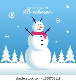 vector graphic of world day of snowman good for world day of snowman celebration. flat design. flyer design.flat illustration.