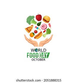 vector graphic of world food day good for world food day celebration. flat design. flyer design.flat illustration.