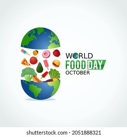 vector graphic of world food day good for world food day celebration. flat design. flyer design.flat illustration.