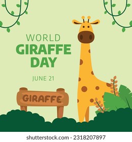 vector graphic of World Giraffe Day good for World Giraffe Day celebration. flat design. flyer design.flat illustration.