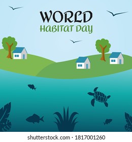 Vector graphic of world habitat day good for world habitat day celebration. flat design. flyer design.flat illustration.