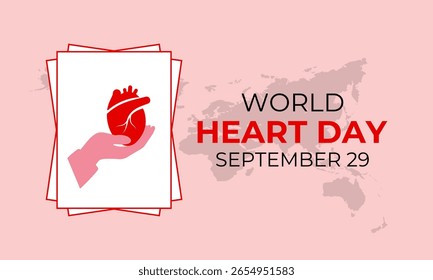 Gráfico vetorial do Dia Mundial do Coração com modelo de fundo de coração vermelho. Um conceito de saúde e medicina. Linha de pulso de fita realista com monitor de pulsação. Cartaz de banner, design de mídia social.