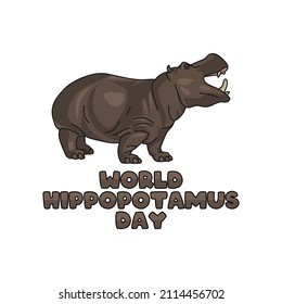 vector graphic of world hippopotamus day good for world hippopotamus day celebration. flat design. flyer design.flat illustration.