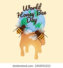 Vektorgrafik des World Honey Bee Day, der gut für die Feier des Honey Bee Day ist. flaches Design. flyer design.flache Illustration.