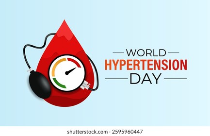 Vector graphic of World Hypertension Day. May 17. High Blood Pressure awareness day victor template. Red Love Image, Stethoscope and Tensiometer image. Banner poster, flyer and background design