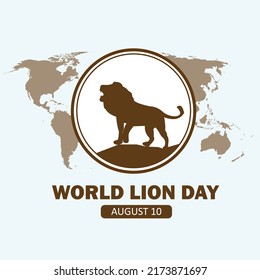 Vector graphic of world lion day good for world lion day celebration. flat design. flyer design.flat illustration. lion. animal.