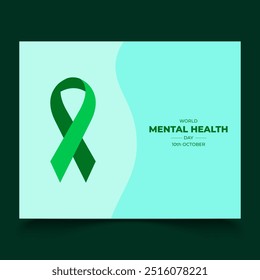 vector graphic of World Mental Health Day ideal for World Mental Health Day celebration, World Mental Health day observed every year on October 10 with a green ribbon.