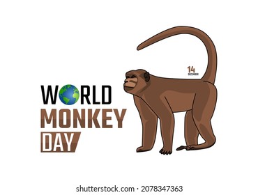 vector graphic of world monkey day good for world monkey day celebration. flat design. flyer design.flat illustration.