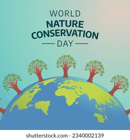 gráfico vectorial del Día Mundial de la Conservación de la Naturaleza bueno para la celebración del Día Mundial de la Conservación de la Naturaleza. diseño plano. diseño de volante.ilustración plana.