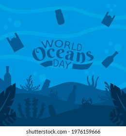 vector graphic of world oceans day good for world oceans day celebration. flat design. flyer design.flat illustration.