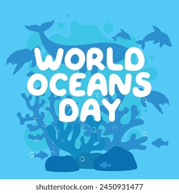 Gráfico de Vector del Día Mundial de los Océanos ideal para la celebración del Día Mundial de los Océanos.