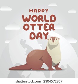 gráfico vectorial del Día Mundial del Otter bueno para la celebración del Día Mundial del Otter. diseño plano. diseño de volante.ilustración plana.