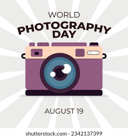 gráfico vectorial del Día Mundial de la Fotografía bueno para la celebración del Día Mundial de la Fotografía. diseño plano. diseño de volante.ilustración plana.