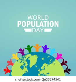 Gráfico vetorial do Dia Mundial da População para a celebração do Dia Mundial da População.