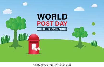 vector graphic of world post day with post box mail box design. Banner poster, flyer and background design template. vector illustration.