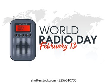 vector graphic of world radio day good for world radio day celebration. flat design. flyer design.flat illustration.
