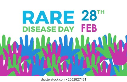 Vector graphic of World Rare Disease Day. February 28. Holiday concept. Design for banner, cards, prints, social media, poster, flyer and background design template.