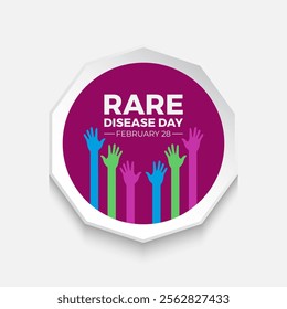 Vector graphic of World Rare Disease Day. February 28. Holiday concept. Design for banner, cards, prints, social media, poster, flyer and background design template.