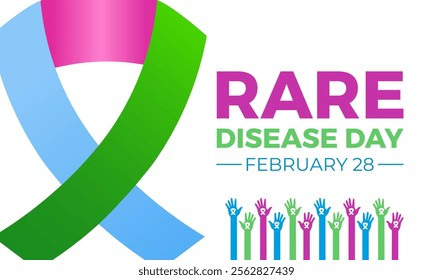 Vector graphic of World Rare Disease Day. February 28. Holiday concept. Design for banner, cards, prints, social media, poster, flyer and background design template.