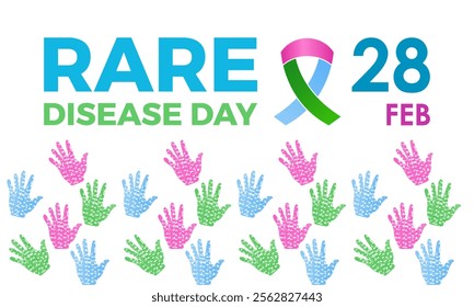 Vector graphic of World Rare Disease Day. February 28. Holiday concept. Design for banner, cards, prints, social media, poster, flyer and background design template.