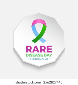 Vector graphic of World Rare Disease Day. February 28. Holiday concept. Design for banner, cards, prints, social media, poster, flyer and background design template.