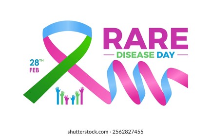 Vector graphic of World Rare Disease Day. February 28. Holiday concept. Design for banner, cards, prints, social media, poster, flyer and background design template.