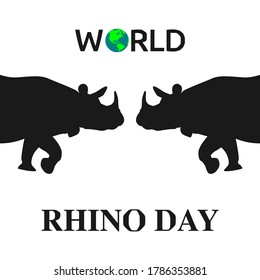 Vector graphic of world rhino day good for world rhino day celebration. flat design. flyer design.flat illustration. rhino. animal.