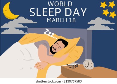 Vector graphic of world Sleep day for world Sleep day celebration. flat design. flyer design. Flat illustration. March 18.