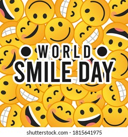 Vector graphic of world smile day good for world smile day celebration. flat design. flyer design.flat illustration.	