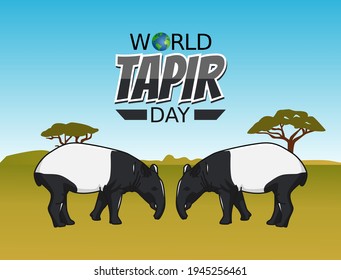 vector graphic of world tapir day good for world tapir day celebration. flat design. flyer design.flat illustration.