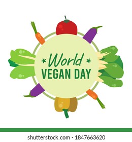 vector graphic of world vegan day good for world vegan day celebration. flat design. flyer design.flat illustration.