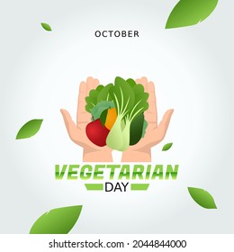 vector graphic of world vegetarian day good for world vegetarian day celebration. flat design. flyer design.flat illustration.