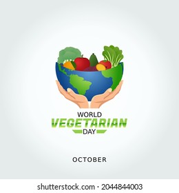 vector graphic of world vegetarian day good for world vegetarian day celebration. flat design. flyer design.flat illustration.