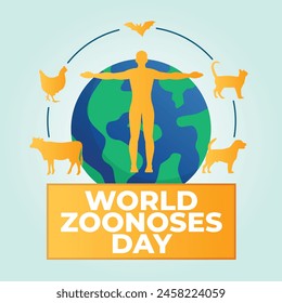vector graphic of World Zoonoses Day good for World Zoonoses Day celebration. flat design. flyer design.flat illustration.