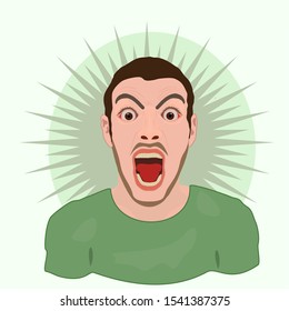 Vector graphic of Wow shocked face man.