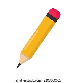 Vector graphic of yellow pencil. School equipment illustration with flat design style. Suitable for poster or content design assets