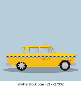 Vector graphic yellow, retro Taxi cab